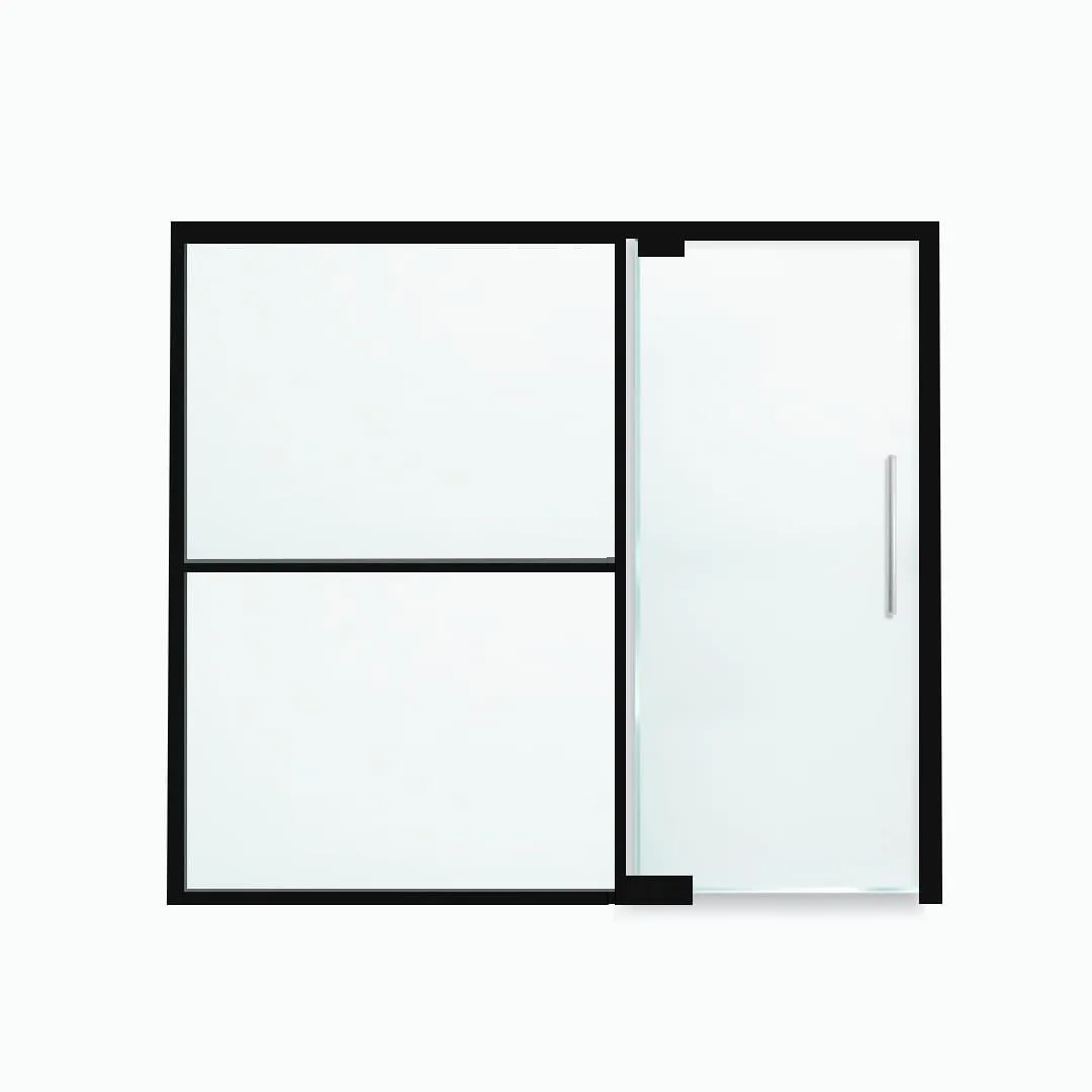 01- A single swing door with two horizontal glass sections