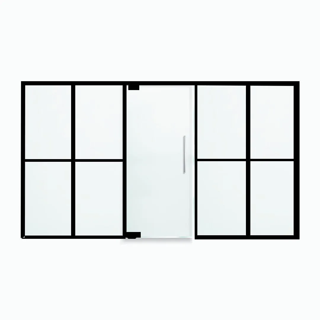 04- A single swing door with crisscross design sections